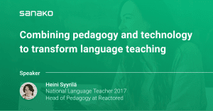 Webinar cover image for combining pedagogy and technology in language teaching