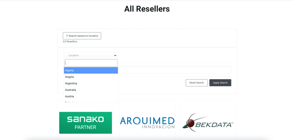 Using the Sanako reseller search