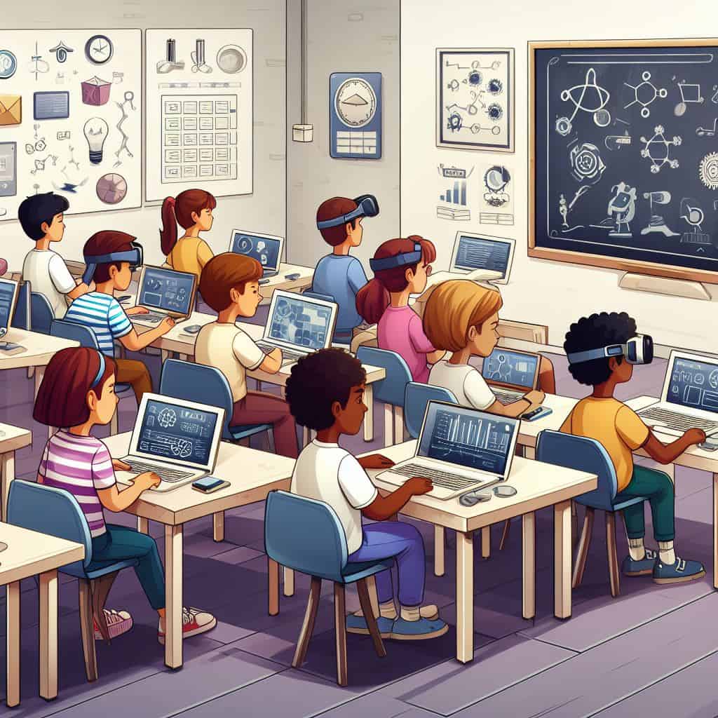 Educational technology used in a school - image created with AI