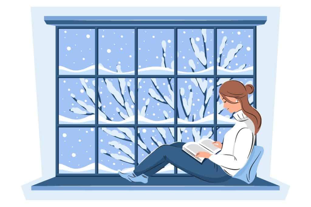 Illustration image - young woman studying during Christmas holidays